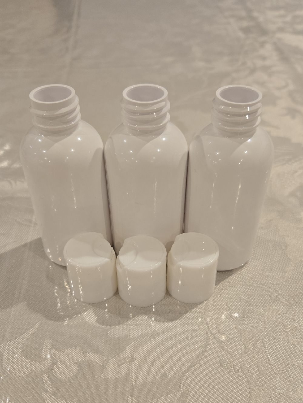 3 Travel Apothecary Bottles with Caps 2oz Each Empty